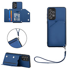 Soft Luxury Leather Snap On Case Cover Y02B for Samsung Galaxy A73 5G Blue