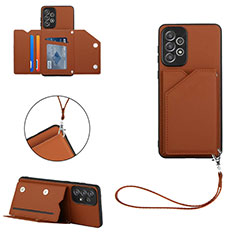 Soft Luxury Leather Snap On Case Cover Y02B for Samsung Galaxy A73 5G Brown
