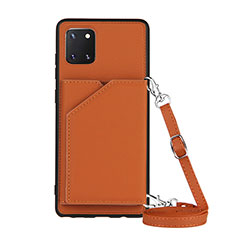 Soft Luxury Leather Snap On Case Cover Y02B for Samsung Galaxy A81 Brown