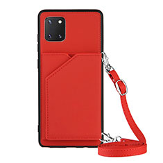 Soft Luxury Leather Snap On Case Cover Y02B for Samsung Galaxy A81 Red