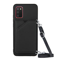 Soft Luxury Leather Snap On Case Cover Y02B for Samsung Galaxy F02S SM-E025F Black