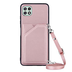 Soft Luxury Leather Snap On Case Cover Y02B for Samsung Galaxy F42 5G Rose Gold