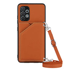 Soft Luxury Leather Snap On Case Cover Y02B for Samsung Galaxy M32 5G Brown