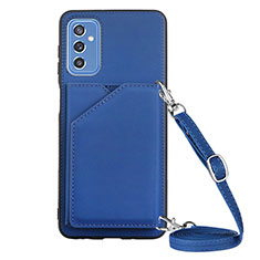 Soft Luxury Leather Snap On Case Cover Y02B for Samsung Galaxy M52 5G Blue