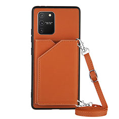 Soft Luxury Leather Snap On Case Cover Y02B for Samsung Galaxy M80S Brown