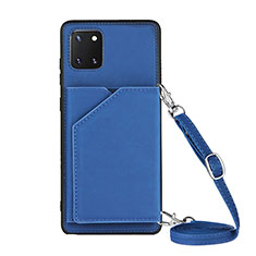 Soft Luxury Leather Snap On Case Cover Y02B for Samsung Galaxy Note 10 Lite Blue
