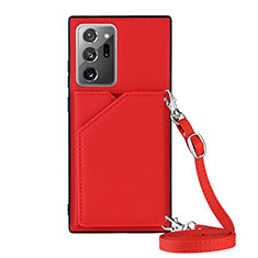 Soft Luxury Leather Snap On Case Cover Y02B for Samsung Galaxy Note 20 Ultra 5G Red