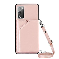 Soft Luxury Leather Snap On Case Cover Y02B for Samsung Galaxy S20 FE (2022) 5G Rose Gold