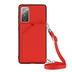 Soft Luxury Leather Snap On Case Cover Y02B for Samsung Galaxy S20 FE 4G Red