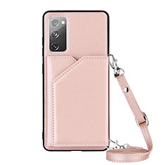 Soft Luxury Leather Snap On Case Cover Y02B for Samsung Galaxy S20 FE 5G Rose Gold