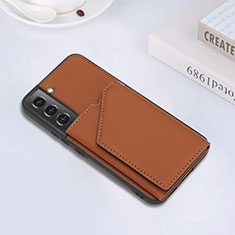 Soft Luxury Leather Snap On Case Cover Y02B for Samsung Galaxy S21 5G Brown