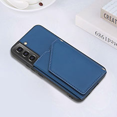 Soft Luxury Leather Snap On Case Cover Y02B for Samsung Galaxy S21 Plus 5G Blue