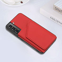 Soft Luxury Leather Snap On Case Cover Y02B for Samsung Galaxy S21 Plus 5G Red