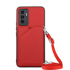 Soft Luxury Leather Snap On Case Cover Y02B for Vivo V23e 5G Red