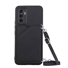 Soft Luxury Leather Snap On Case Cover Y02B for Vivo Y75 4G Black