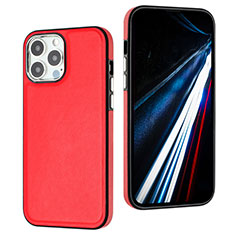 Soft Luxury Leather Snap On Case Cover Y03B for Apple iPhone 15 Pro Max Red