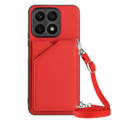 Soft Luxury Leather Snap On Case Cover Y03B for Huawei Honor X8a 4G Red