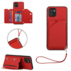 Soft Luxury Leather Snap On Case Cover Y03B for Samsung Galaxy A03 Red