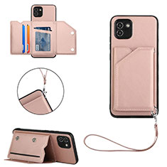 Soft Luxury Leather Snap On Case Cover Y03B for Samsung Galaxy A03 Rose Gold