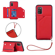 Soft Luxury Leather Snap On Case Cover Y03B for Samsung Galaxy A03s Red