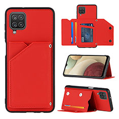 Soft Luxury Leather Snap On Case Cover Y03B for Samsung Galaxy A12 5G Red