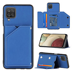Soft Luxury Leather Snap On Case Cover Y03B for Samsung Galaxy A12 Nacho Blue