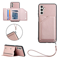 Soft Luxury Leather Snap On Case Cover Y03B for Samsung Galaxy A13 5G Rose Gold