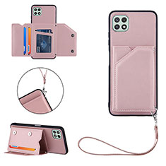 Soft Luxury Leather Snap On Case Cover Y03B for Samsung Galaxy A22s 5G Rose Gold
