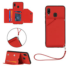 Soft Luxury Leather Snap On Case Cover Y03B for Samsung Galaxy A30 Red