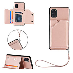 Soft Luxury Leather Snap On Case Cover Y03B for Samsung Galaxy A31 Rose Gold