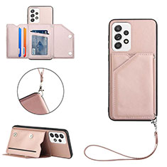 Soft Luxury Leather Snap On Case Cover Y03B for Samsung Galaxy A53 5G Rose Gold