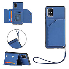 Soft Luxury Leather Snap On Case Cover Y03B for Samsung Galaxy A71 4G A715 Blue