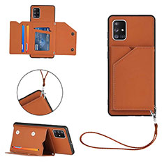 Soft Luxury Leather Snap On Case Cover Y03B for Samsung Galaxy A71 4G A715 Brown