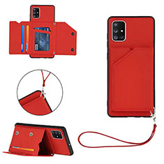 Soft Luxury Leather Snap On Case Cover Y03B for Samsung Galaxy A71 4G A715 Red