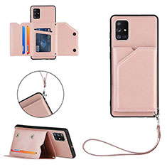 Soft Luxury Leather Snap On Case Cover Y03B for Samsung Galaxy A71 5G Rose Gold