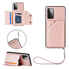 Soft Luxury Leather Snap On Case Cover Y03B for Samsung Galaxy A72 4G Rose Gold