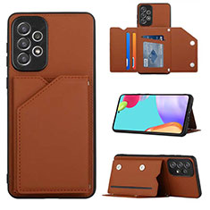 Soft Luxury Leather Snap On Case Cover Y03B for Samsung Galaxy A73 5G Brown