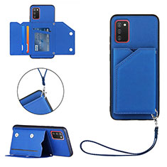 Soft Luxury Leather Snap On Case Cover Y03B for Samsung Galaxy F02S SM-E025F Blue