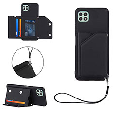 Soft Luxury Leather Snap On Case Cover Y03B for Samsung Galaxy F42 5G Black