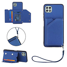 Soft Luxury Leather Snap On Case Cover Y03B for Samsung Galaxy F42 5G Blue
