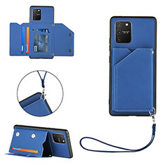 Soft Luxury Leather Snap On Case Cover Y03B for Samsung Galaxy M80S Blue