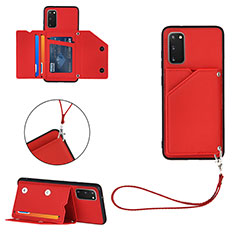 Soft Luxury Leather Snap On Case Cover Y03B for Samsung Galaxy S20 5G Red