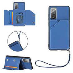 Soft Luxury Leather Snap On Case Cover Y03B for Samsung Galaxy S20 FE (2022) 5G Blue