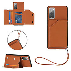 Soft Luxury Leather Snap On Case Cover Y03B for Samsung Galaxy S20 FE 4G Brown