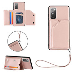 Soft Luxury Leather Snap On Case Cover Y03B for Samsung Galaxy S20 FE 4G Rose Gold