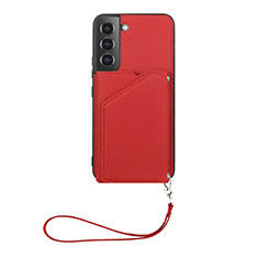 Soft Luxury Leather Snap On Case Cover Y03B for Samsung Galaxy S22 Plus 5G Red