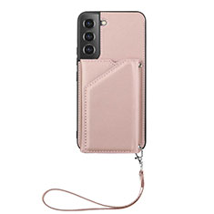 Soft Luxury Leather Snap On Case Cover Y03B for Samsung Galaxy S24 5G Rose Gold