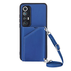 Soft Luxury Leather Snap On Case Cover Y03B for Xiaomi Mi 10S 5G Blue