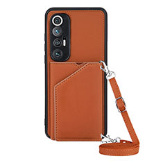 Soft Luxury Leather Snap On Case Cover Y03B for Xiaomi Mi 10S 5G Brown