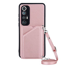 Soft Luxury Leather Snap On Case Cover Y03B for Xiaomi Mi 10S 5G Rose Gold